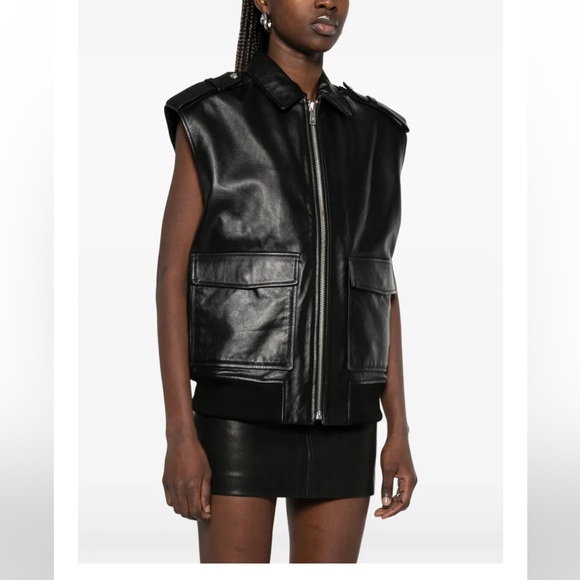 Anine bing Women's Black Leather vest - Picture 1 of 7